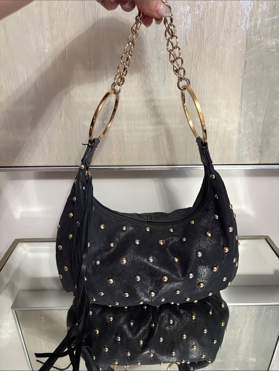 Marciano Handbags - ❣️ Y2K Vintage Marciano Black Hobo Bag with Gold Studs and Chain Handles